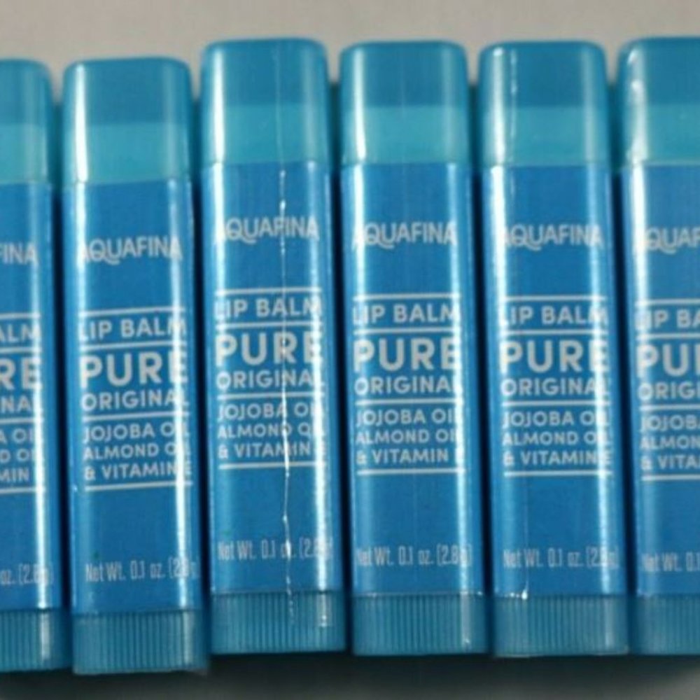 (6) Aquafina Pure Original Lip Balm With Jojoba Oil, Almond Oil, & Vitamin E